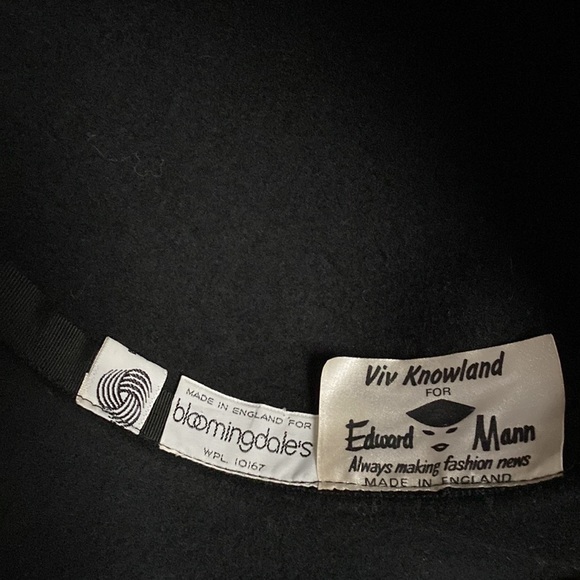 VTG Viv Knowland for Edward Mann Bloomingdales Black Wool Hat - Picture 10 of 13